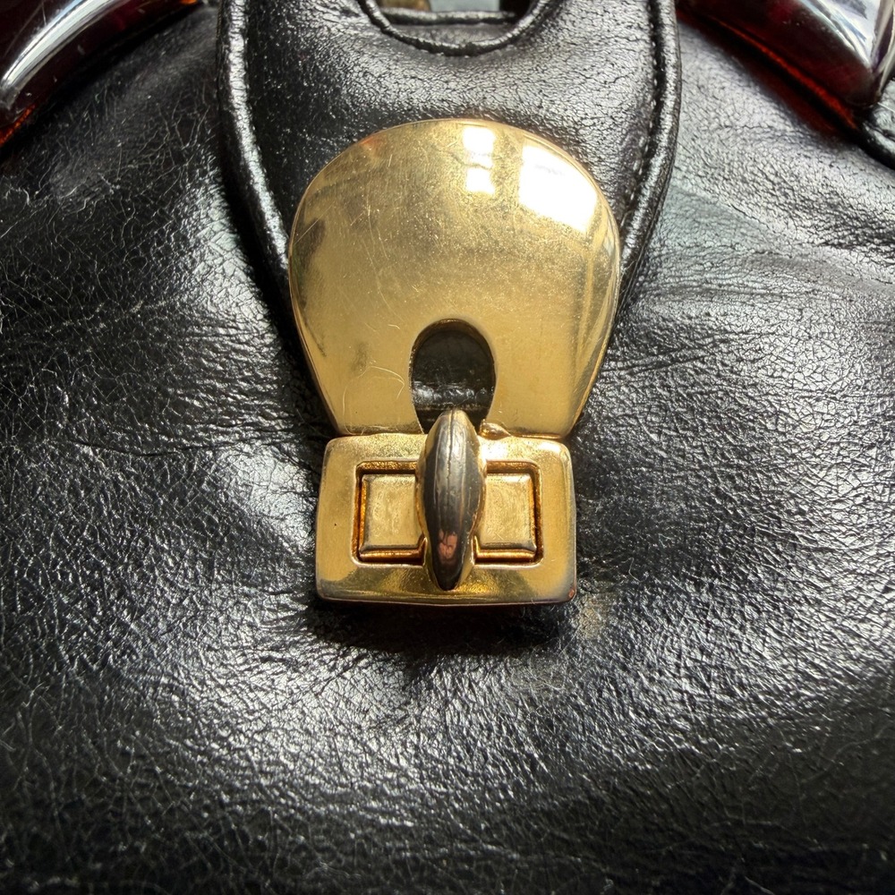 Rare MidCentury Zenith Hand Made Black Leather Bakelite Top Handle 50-60s VTG - Picture 3 of 14